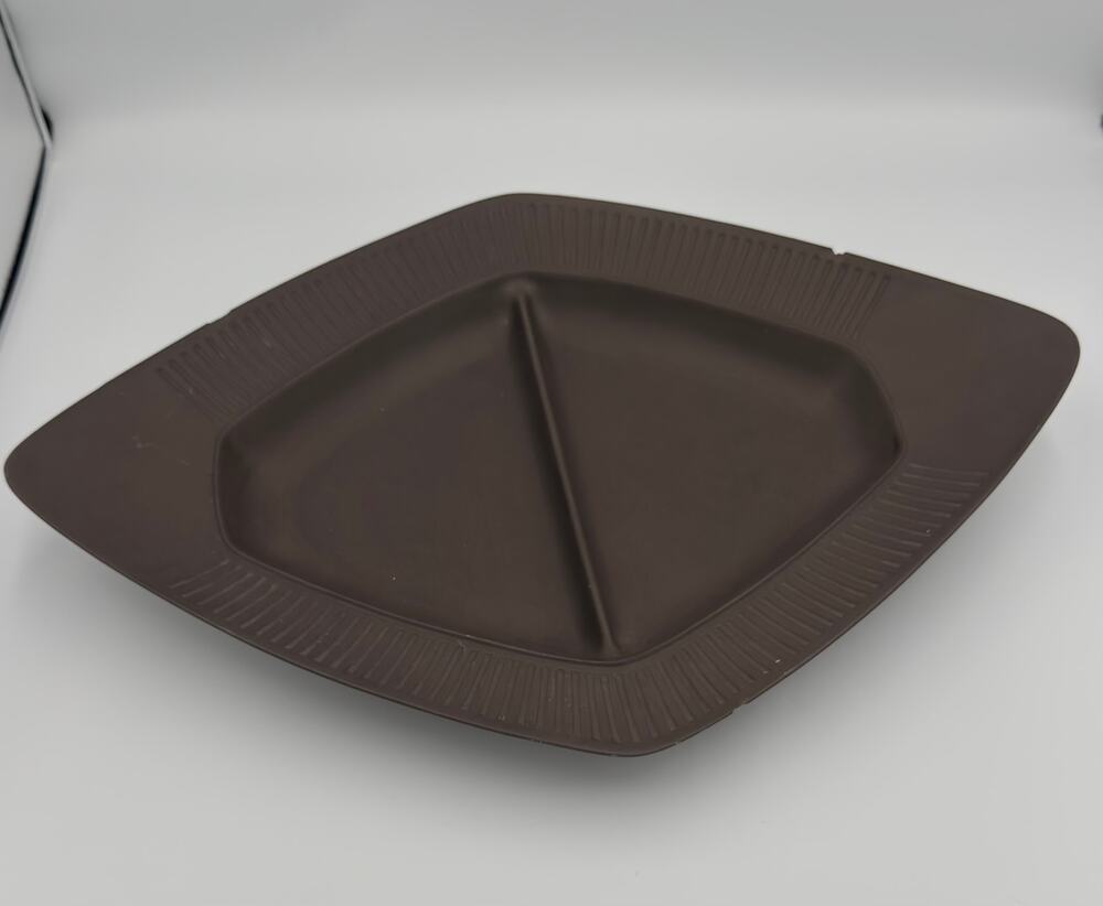 Rare Dansk Flamestone Brown Fluted Divided Bowl by Jens Quistgaard, Serving Tray